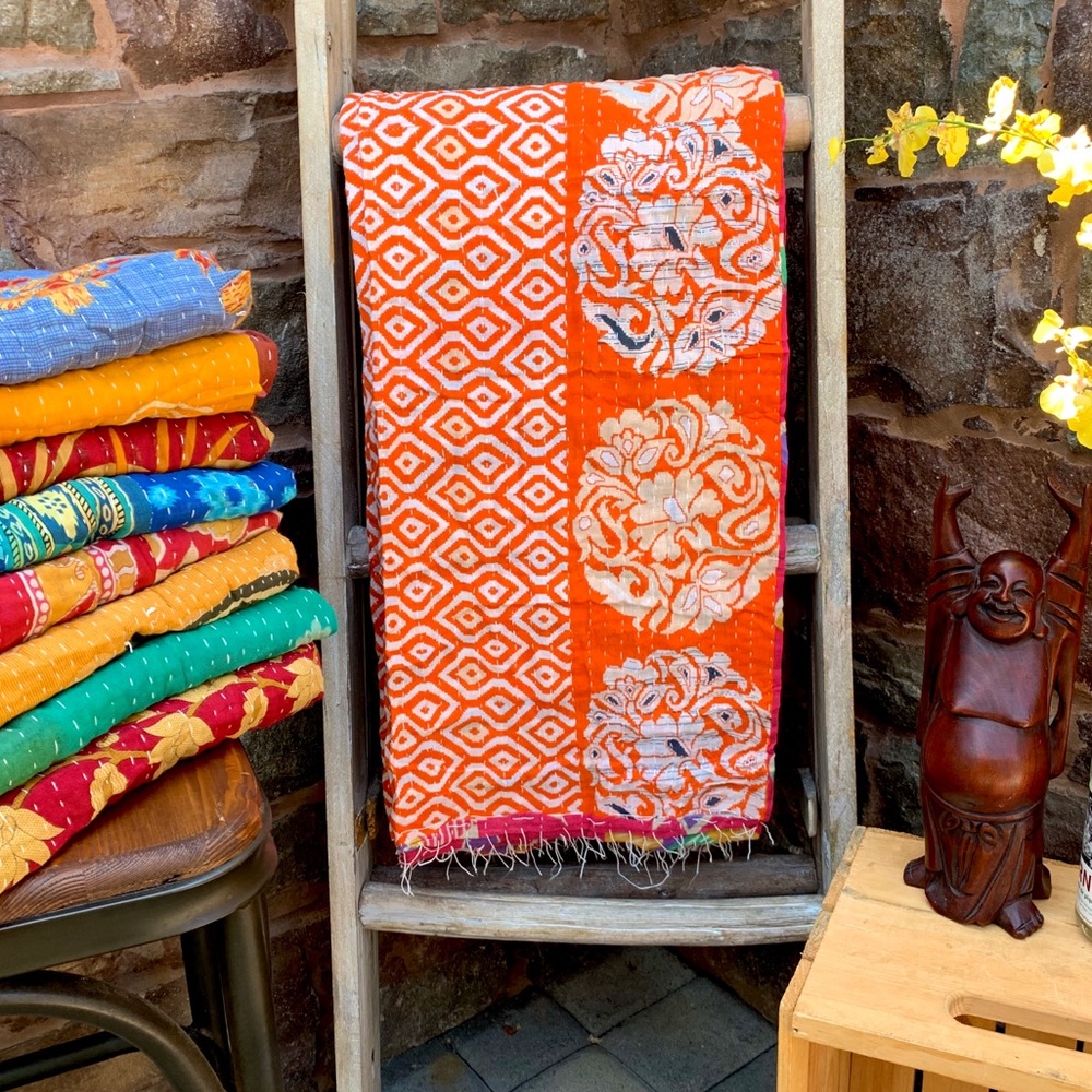 ✨VINTAGE BOHEMIAN KANTHA SARI 2 SIDED BL…